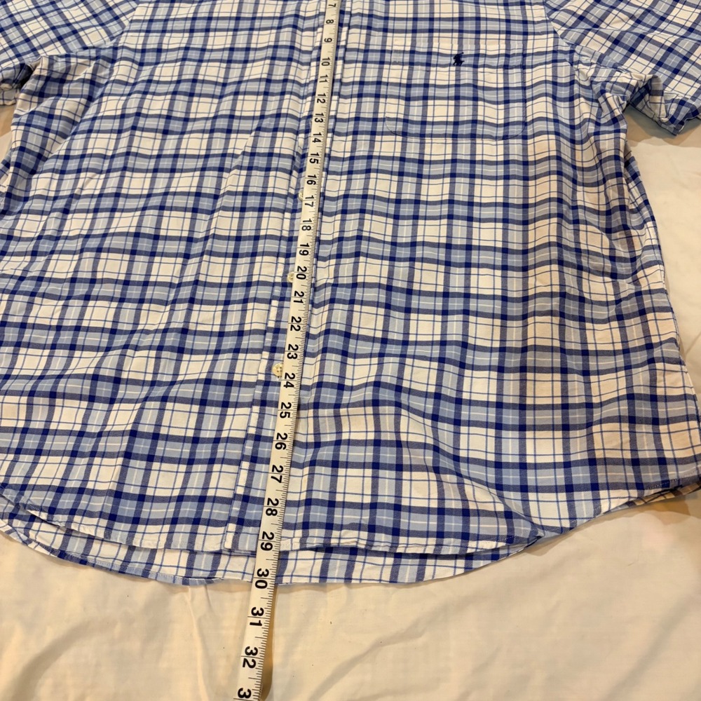 Polo Ralph Lauren Mens XL Blue White Plaid Short Sleeve Button Down Shirt Cotton - Picture 5 of 8